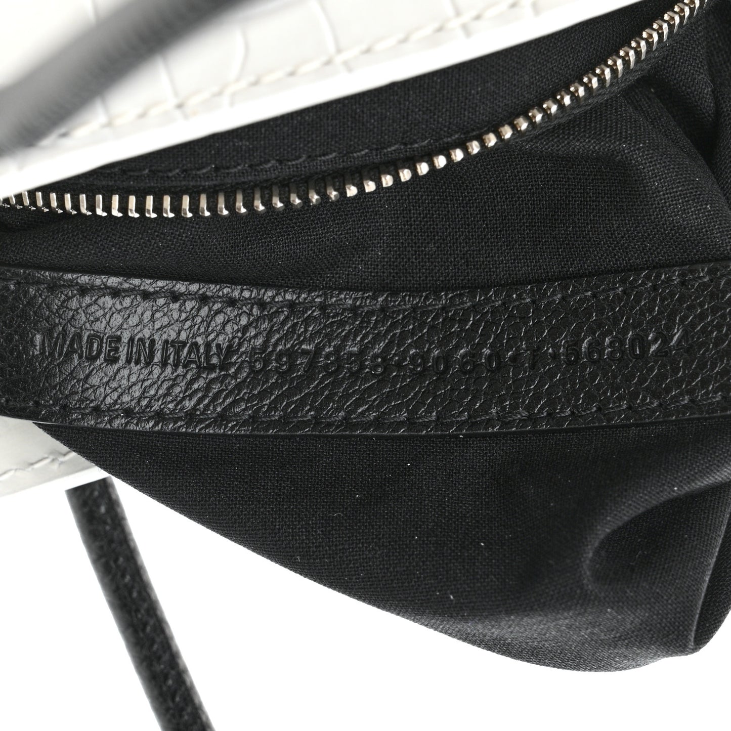 Shiny Calfskin Logo Crocodile Embossed North South Shopper Tote XXS White