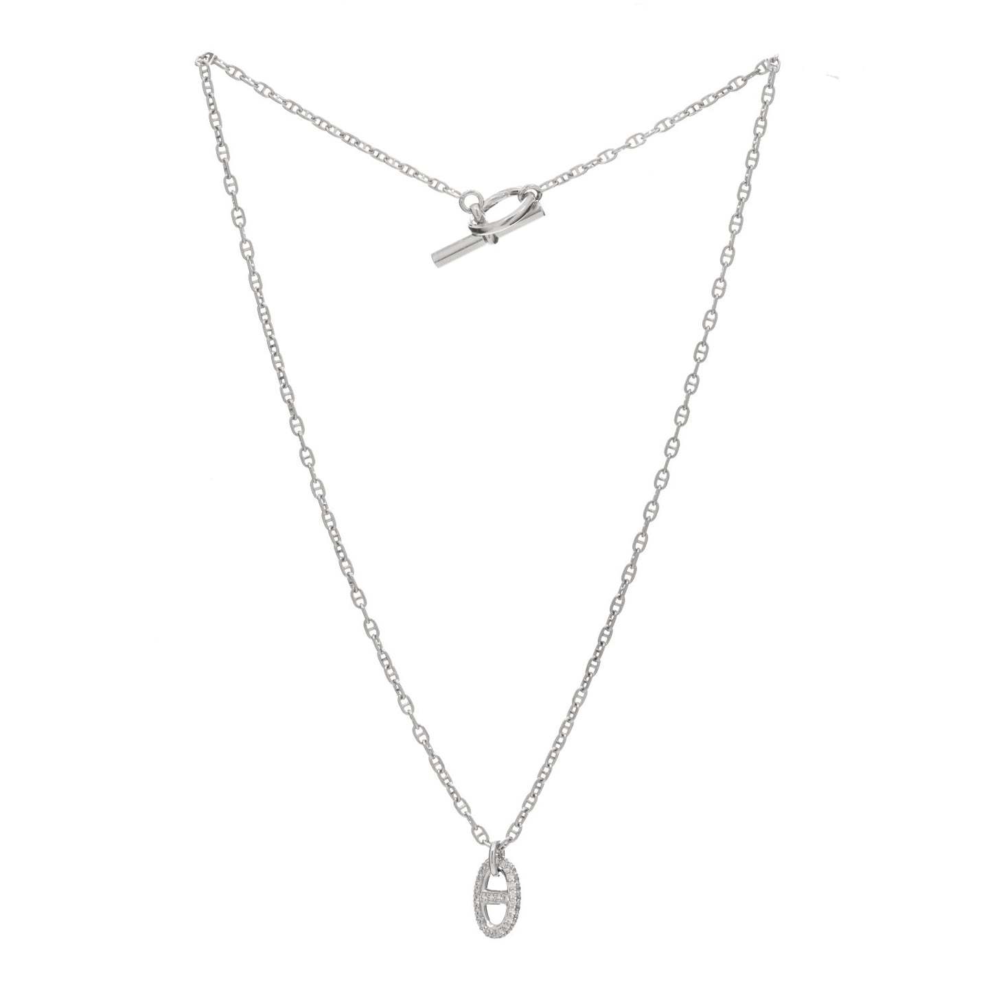 18K White Gold Diamond New Farandole Pendant Necklace ST