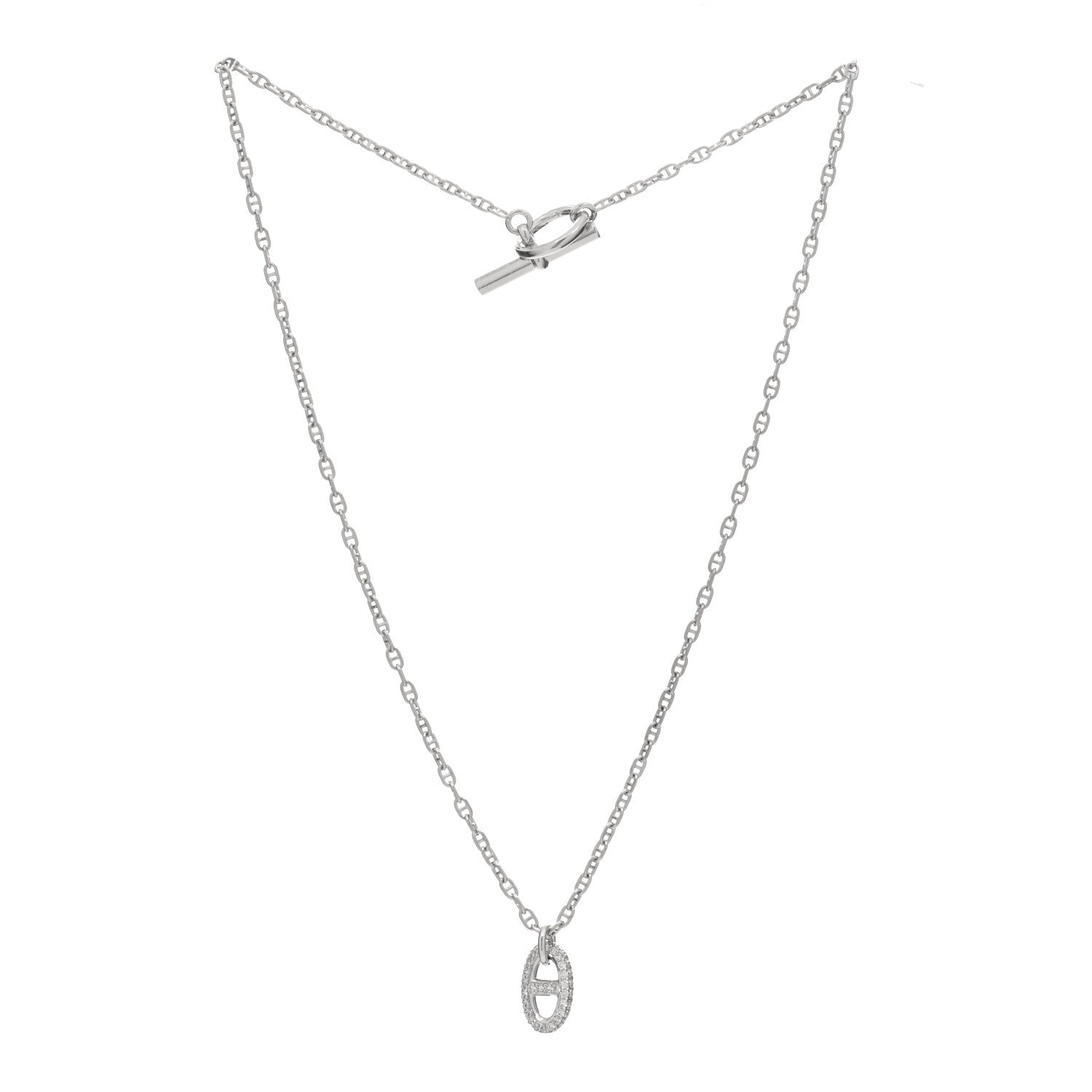 Hermes 18K White Gold Diamond New Farandole Pendant Necklace ST 2 of 3
