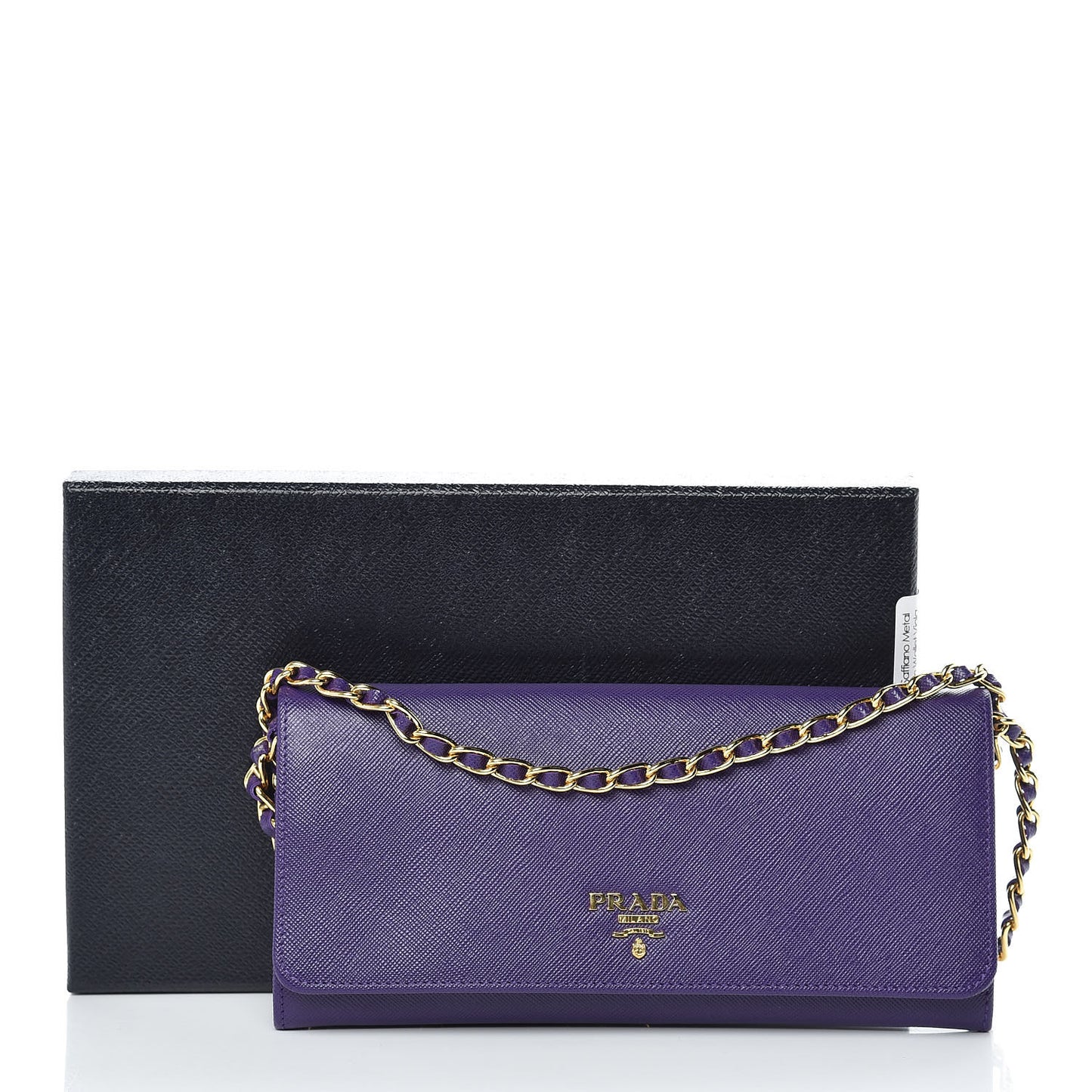 Saffiano Metal Oro Chain Wallet Viola
