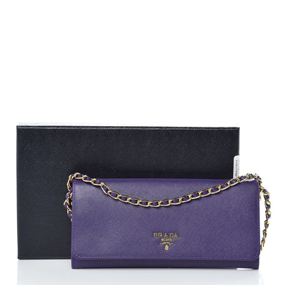 Prada Saffiano Metal Oro Chain Wallet Viola 11 of 11