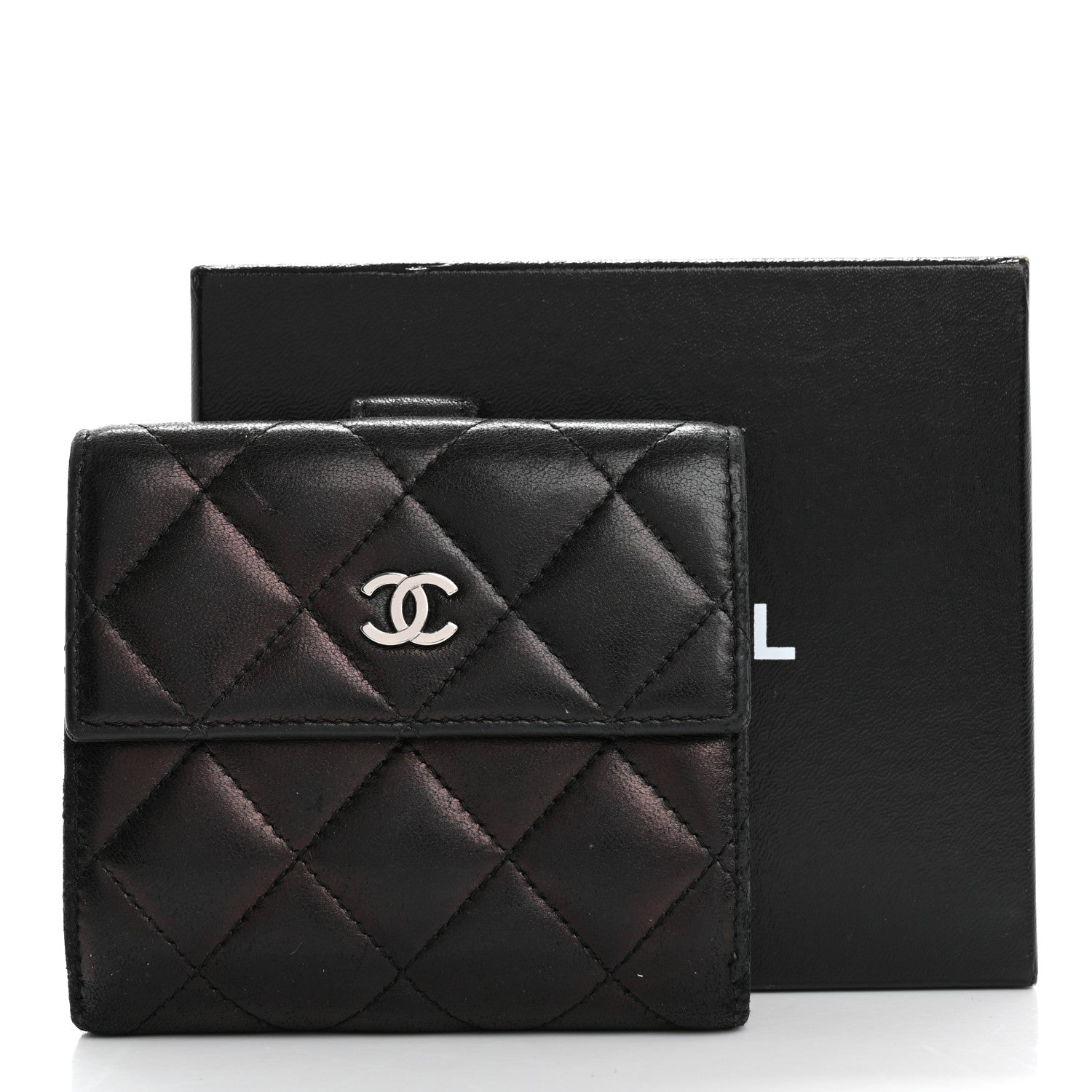 Chanel Lambskin Quilted Compact French Flap Wallet Black 16 of 16