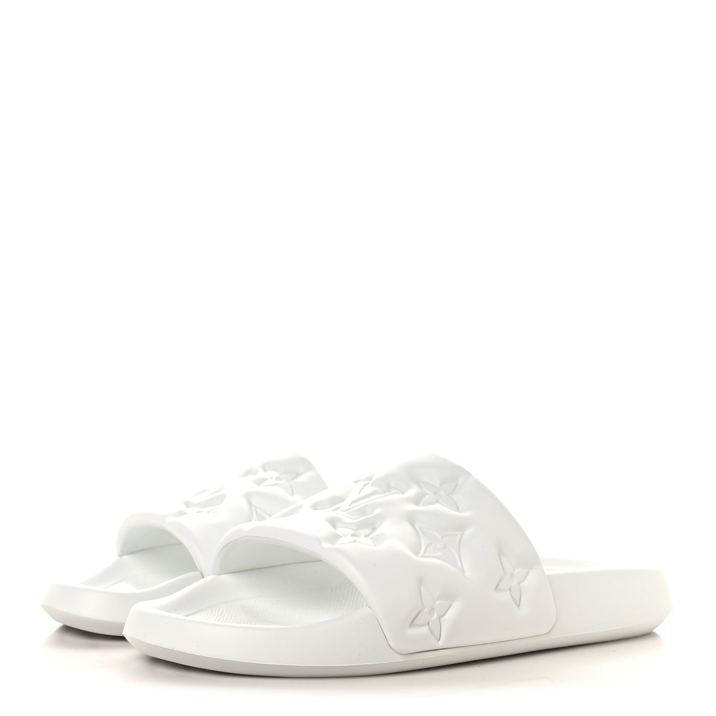 Rubber Embossed Monogram Mens Waterfront Mules 11 White