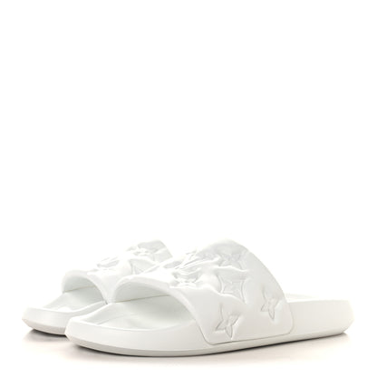 Louis Vuitton Rubber Embossed Monogram Mens Waterfront Mules 11 White 4 of 8
