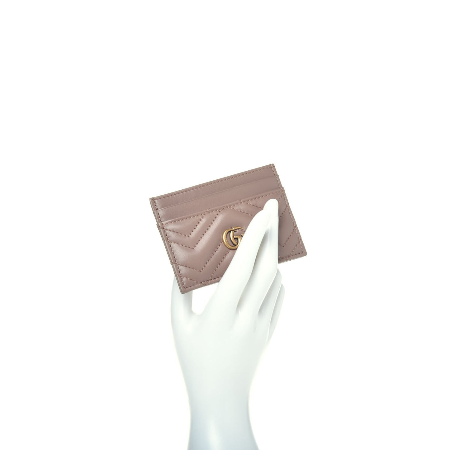 Calfskin Matelasse GG Marmont Card Holder Porcelain Rose