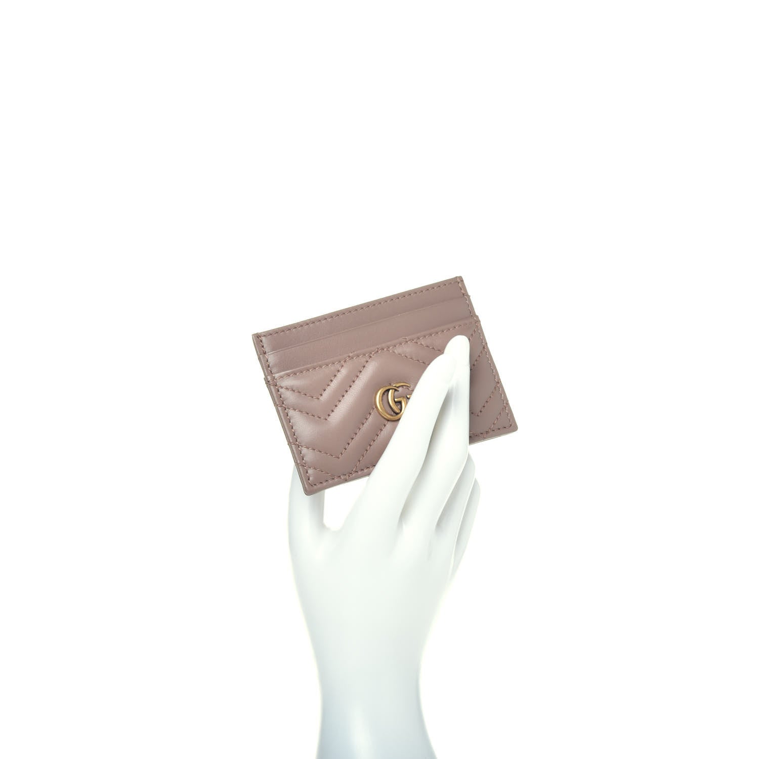 Gucci Calfskin Matelasse GG Marmont Card Holder Porcelain Rose 2 of 6