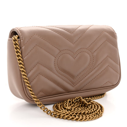 Gucci Calfskin Matelasse Super Mini GG Marmont Shoulder Bag Porcelain Rose 3 of 11