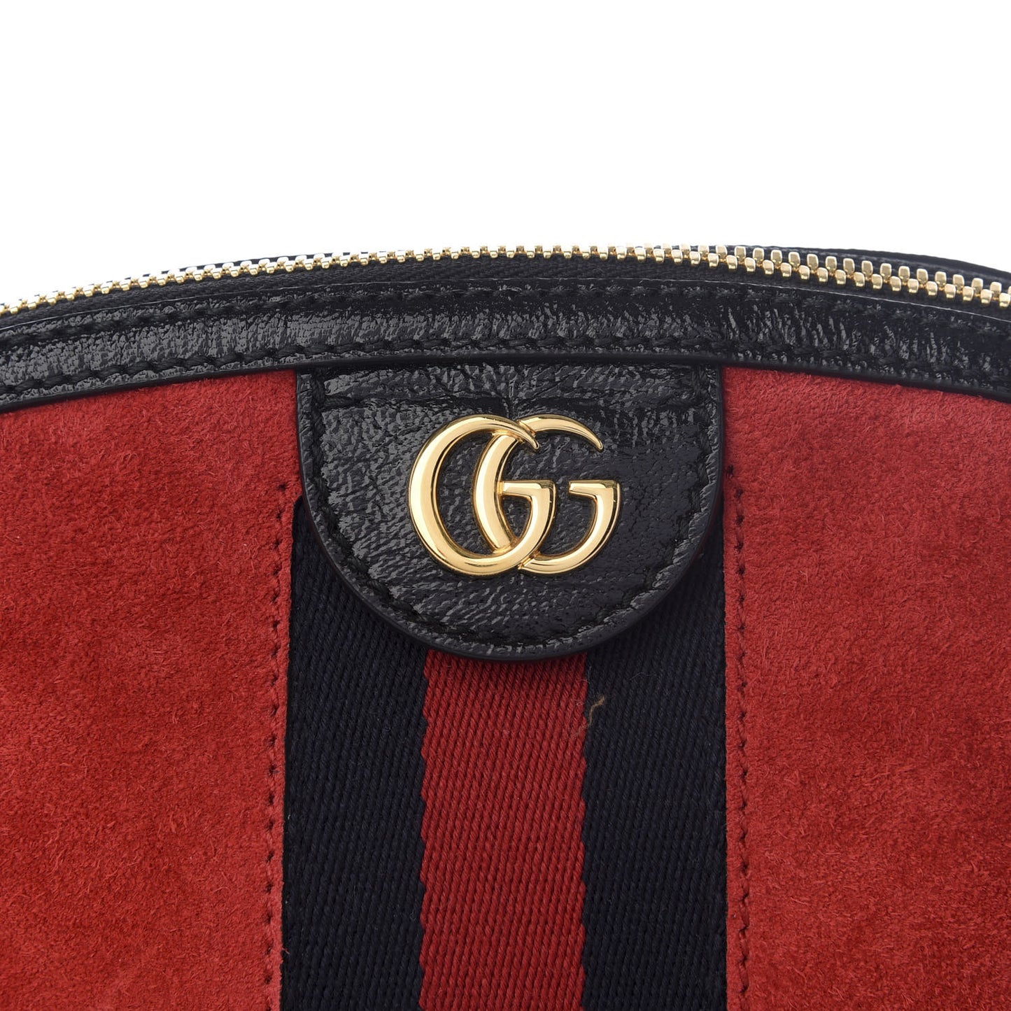 Suede Patent Web GG Small Ophidia Dome Shoulder Bag Hibiscus Red