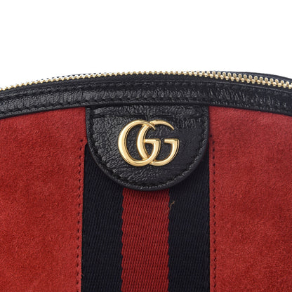 Gucci Suede Patent Web GG Small Ophidia Dome Shoulder Bag Hibiscus Red 8 of 8