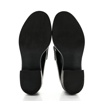 Prada Spazzolato Metal Triangle Logo 50mm Loafers 39 Black 6 of 10