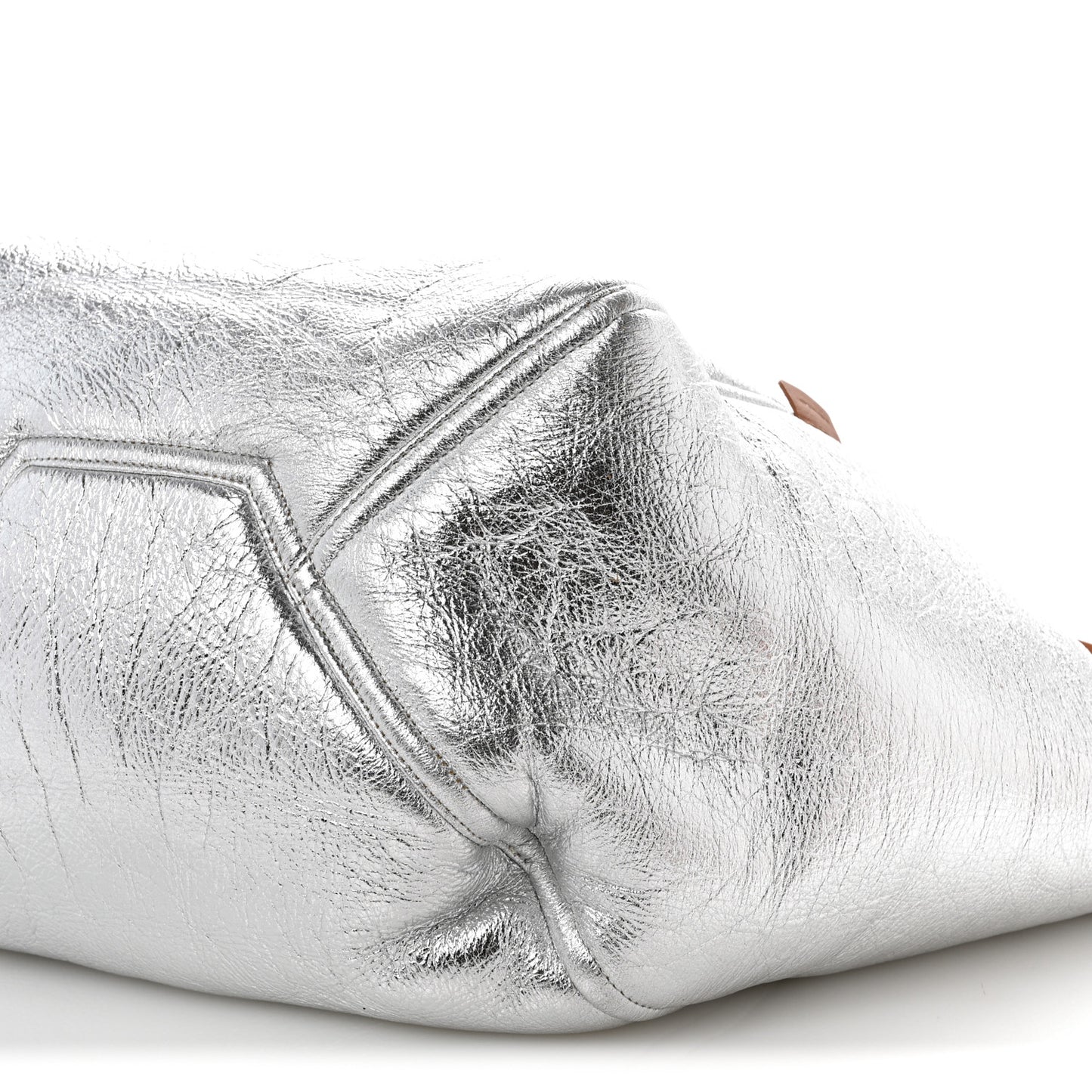 Metallic Lambskin Shearling Medium Phantom Cabas Reversible Tote Natural Silver