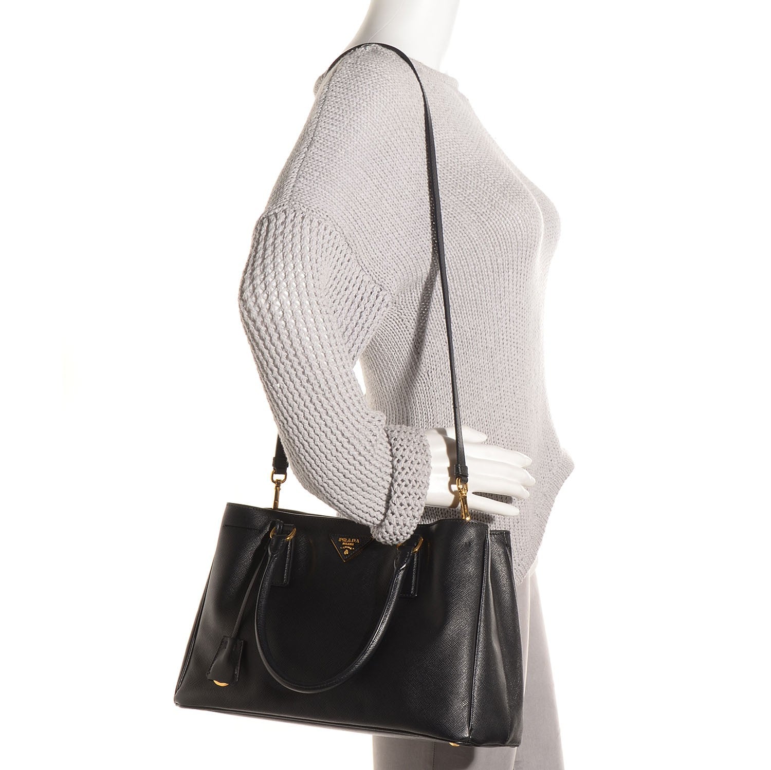 Prada Saffiano Lux Medium Tote Nero Black 3 of 10