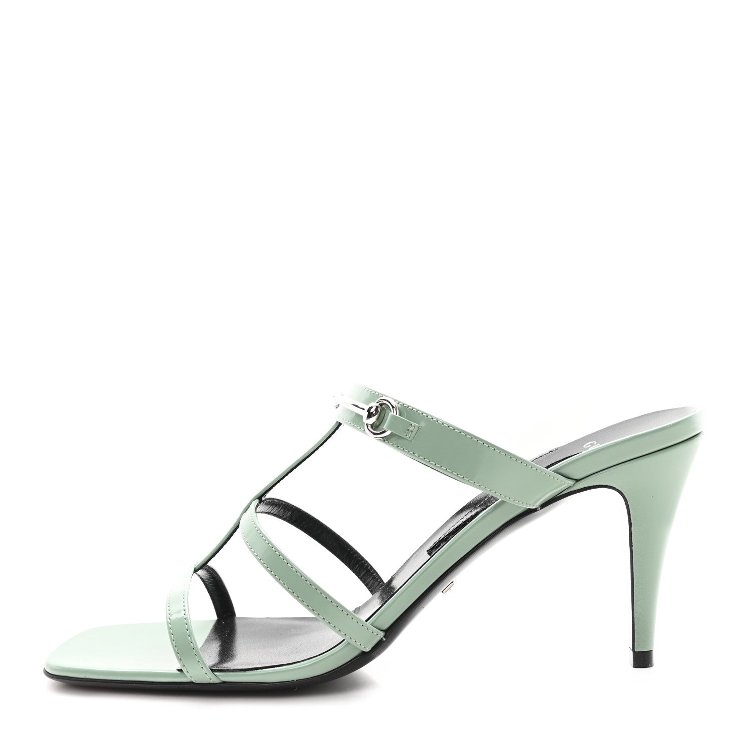 Gucci Regent Calfskin Horsebit Mid Heel Sandals 39 Pacific Green 1 of 9