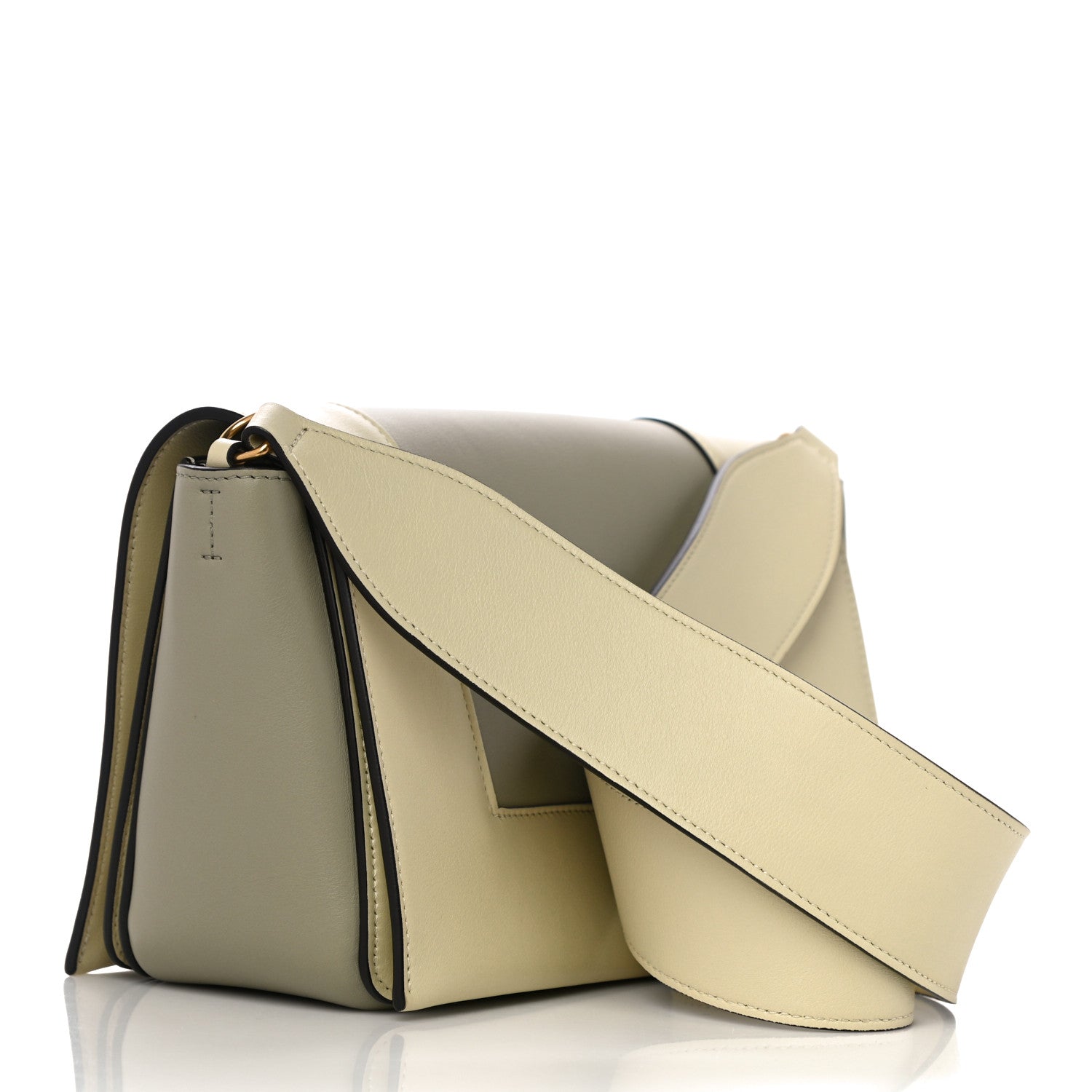 Celine Shiny Smooth Calfskin Medium Frame Shoulder Bag Beige Green 3 of 9