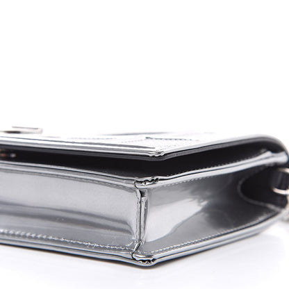 Christian Dior Metallic Patent Micro-Cannage Diorama Wallet on Chain Pouch Silver 7 of 8
