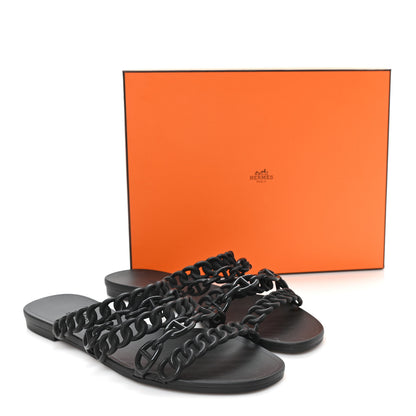 Hermes Rubber Chaine d'Ancre Nude Sandals 39 Black 9 of 9