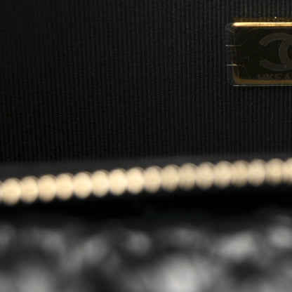 Chanel Raffia Effect Medium Tweedy Flap Bag Black White 7 of 11