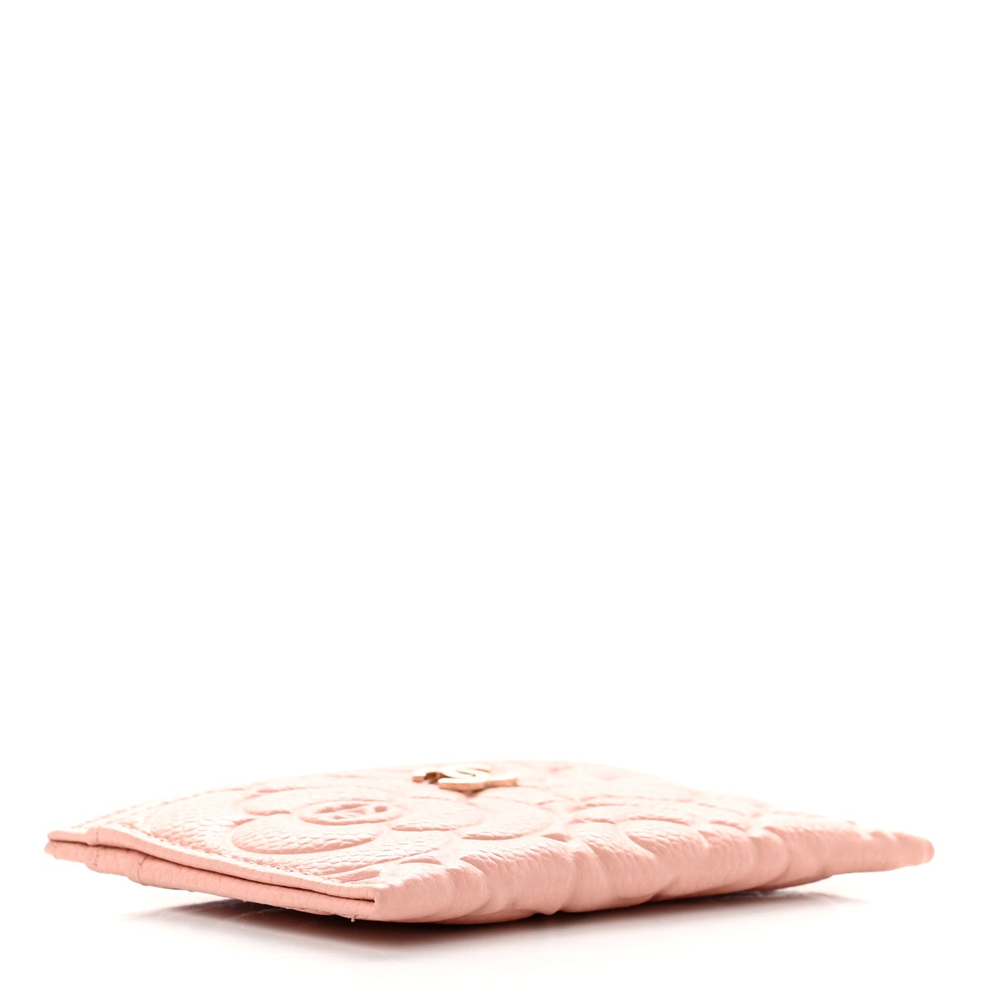 Caviar Camellia Embossed Card Holder Light Pink