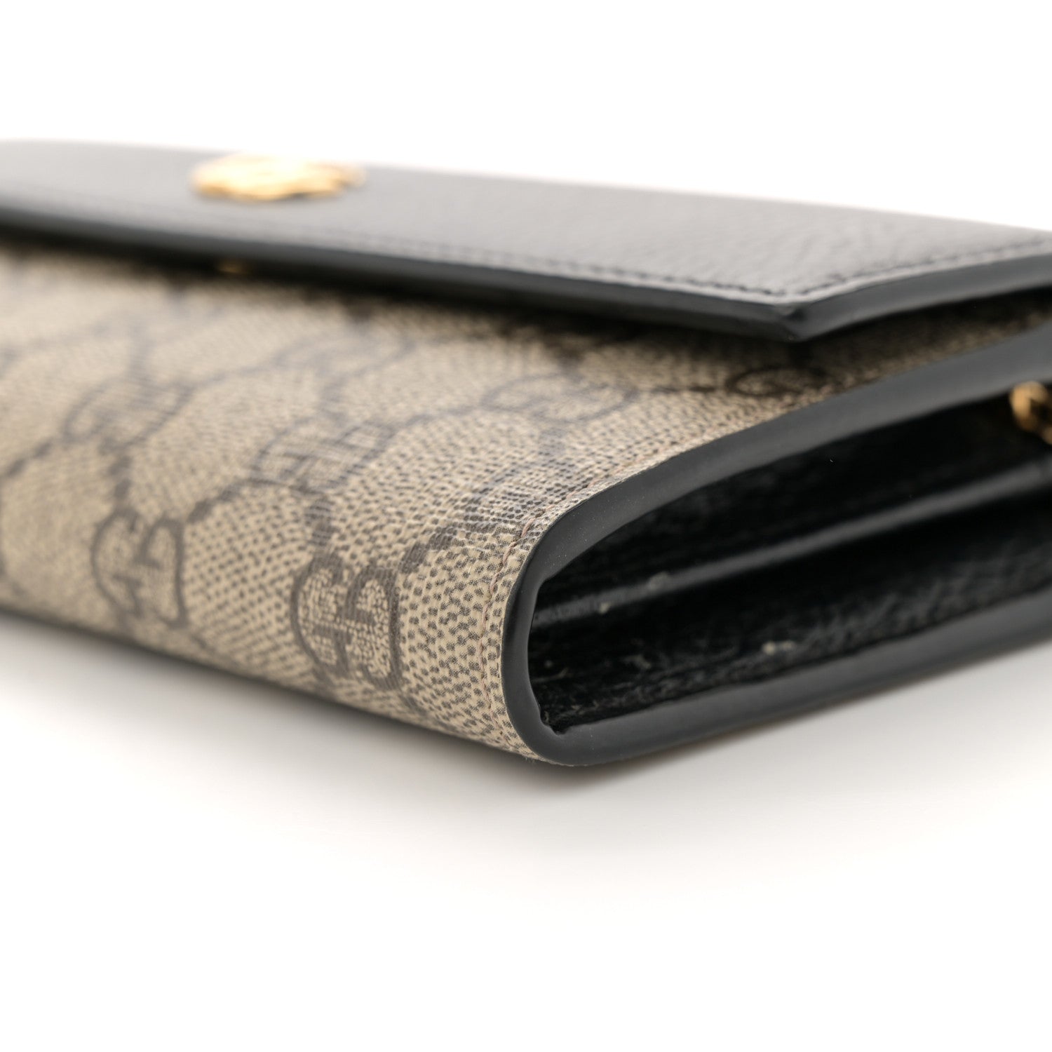 Gucci Dollar Calfskin GG Supreme Monogram Petite GG Marmont Wallet Chain Bag Black Beige Ebony 10 of 13