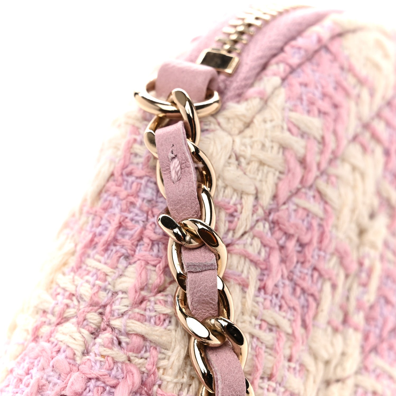 Chanel Tweed Quilted Mini Clutch With Chain Pink 1855433