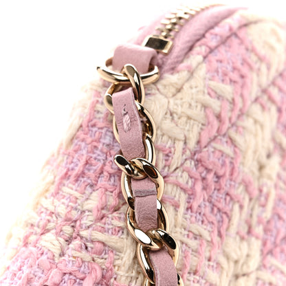 Chanel Tweed Quilted Mini Clutch With Chain Pink 11 of 11