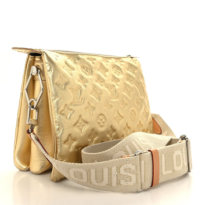 Louis Vuitton Lambskin Embossed Monogram Coussin PM Gold 3 of 11