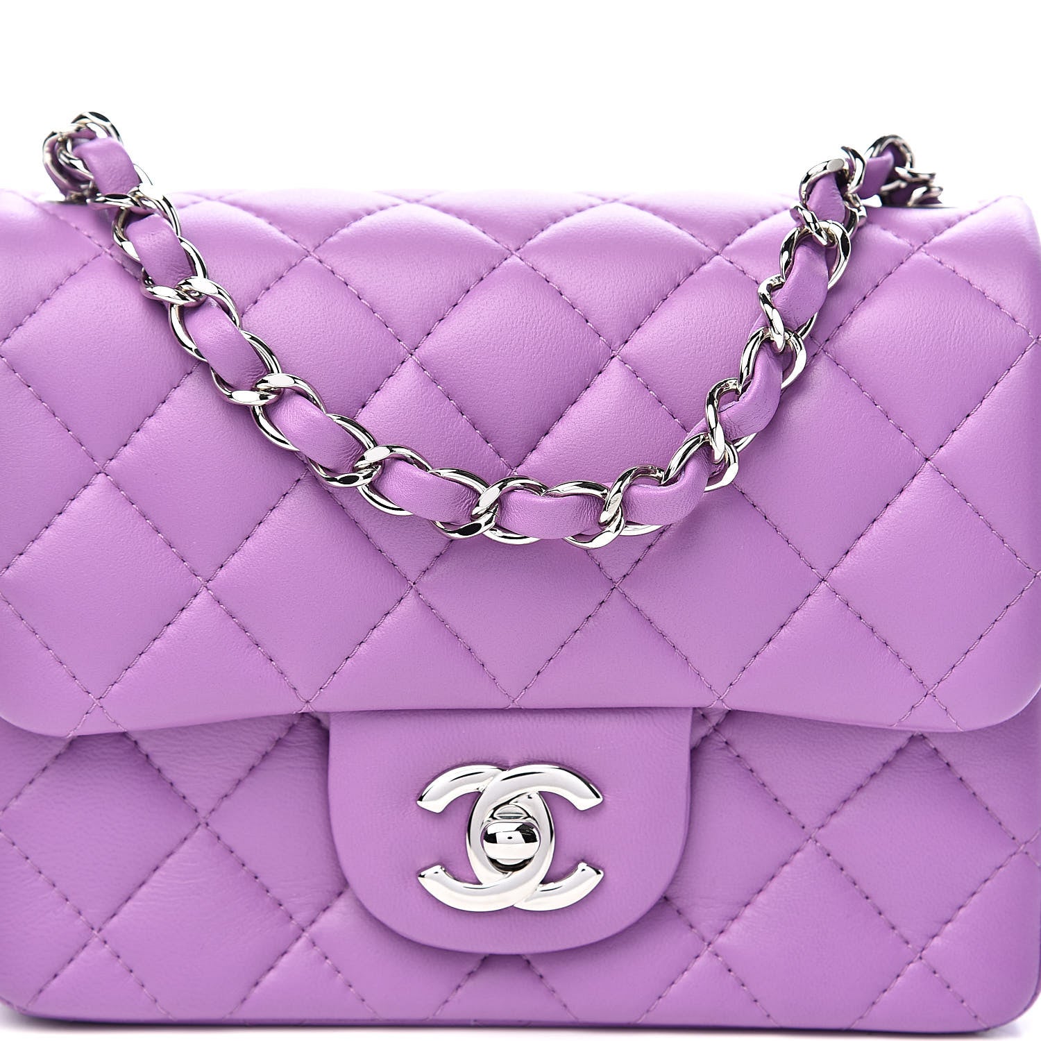 Chanel Lambskin Quilted Mini Square Flap Purple 12 of 13