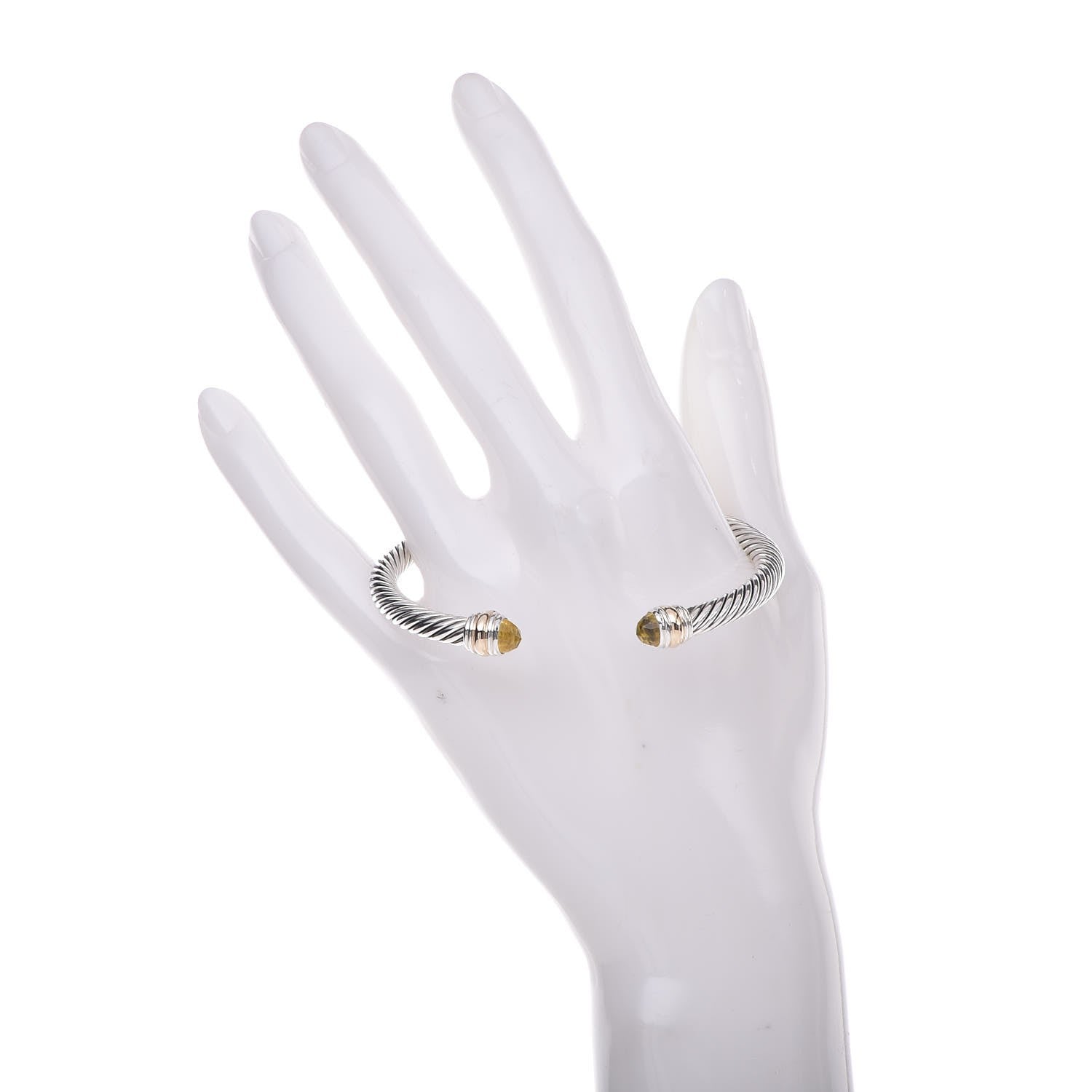David Yurman Sterling Silver 14K Yellow Gold Citrine 5mm Cable Classics Bracelet 2 of 4