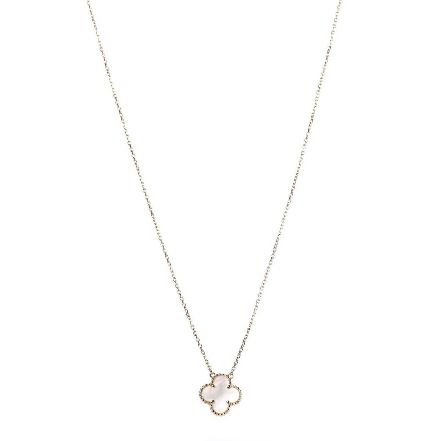 18K Yellow Gold Mother of Pearl Vintage Alhambra Pendant Necklace