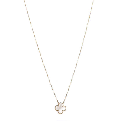 Van Cleef & Arpels 18K Yellow Gold Mother of Pearl Vintage Alhambra Pendant Necklace 1 of 7