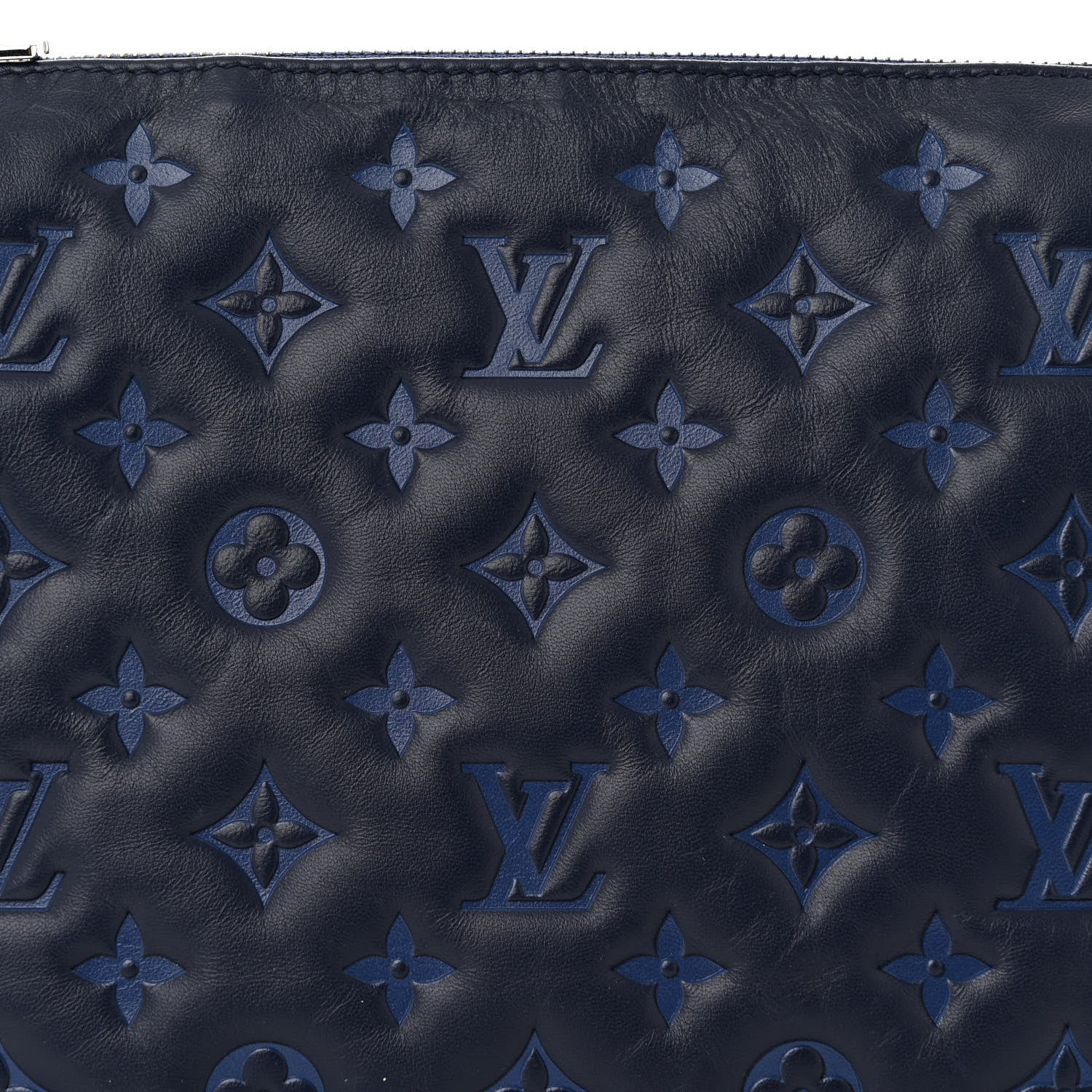 Louis Vuitton Lambskin Embossed Monogram Coussin PM Navy 7 of 10