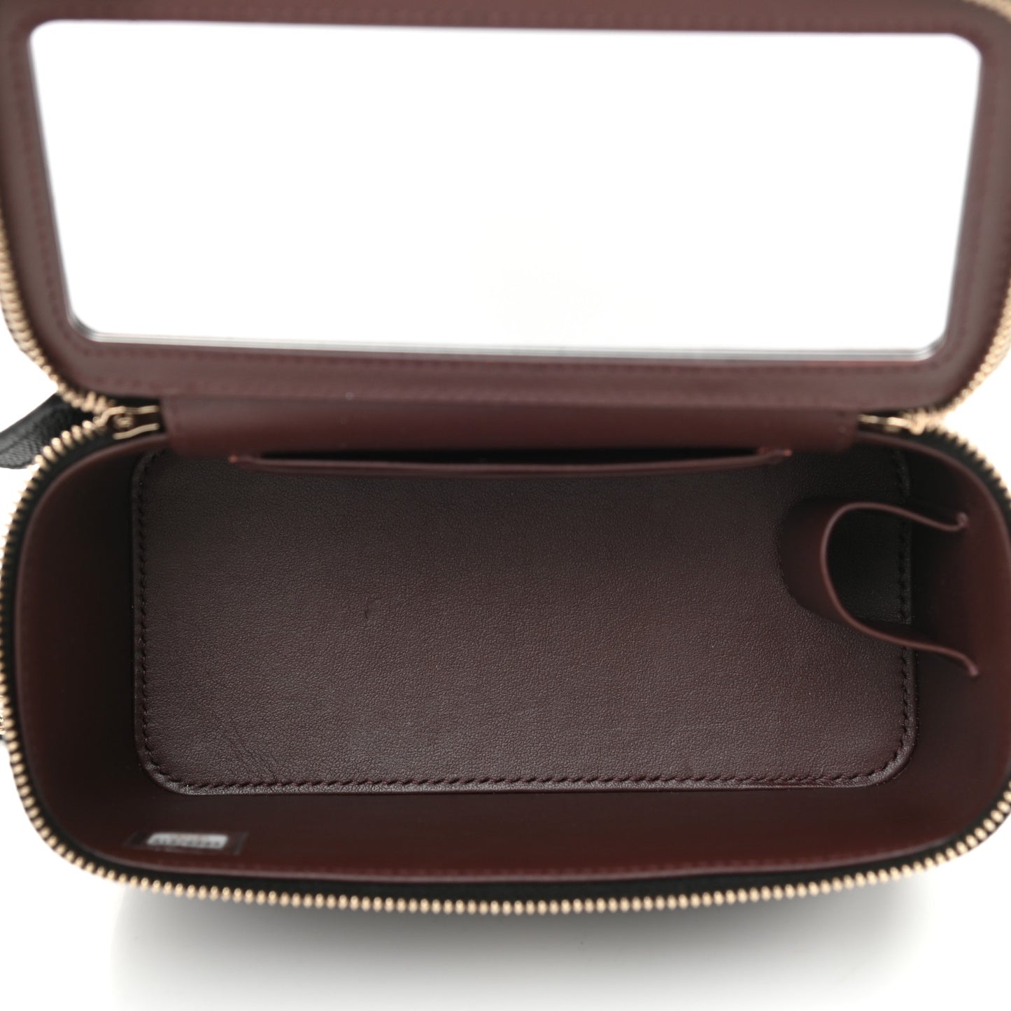 Caviar Quilted Small Vanity Case With Chain Black
