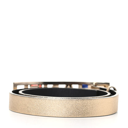 Chanel Metallic Calfskin Pearl Crystal Resin Logo Belt 70 28 Gold 2 of 5