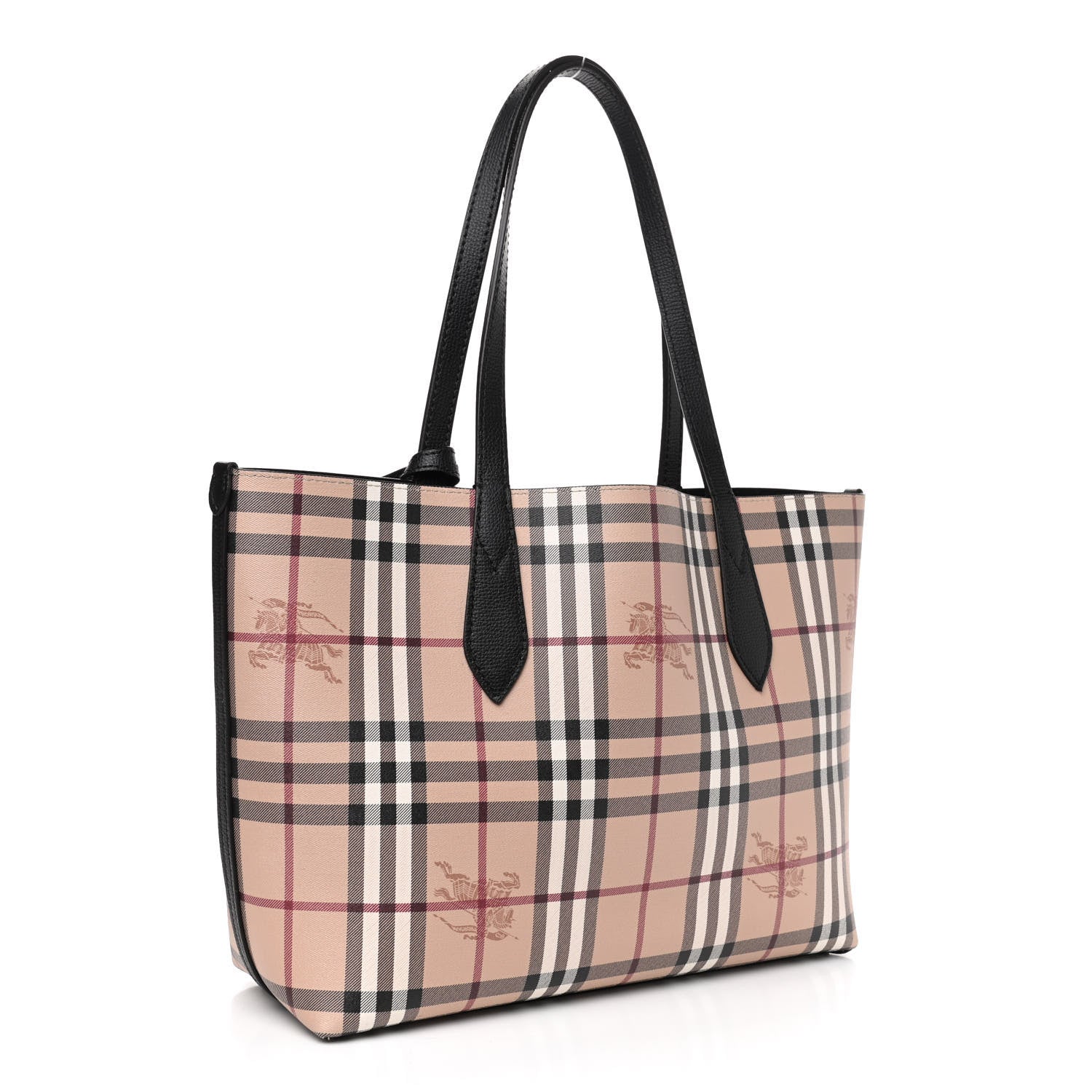 Burberry Grainy Calfskin Haymarket Check Small Reversible Tote Black 2 of 5