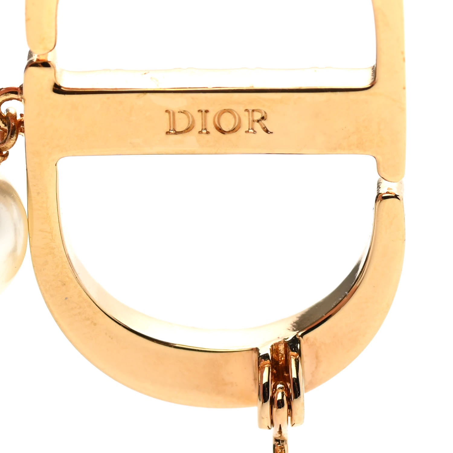 Christian Dior Crystal Pearl CD Logo Brooch Gold 4 of 4