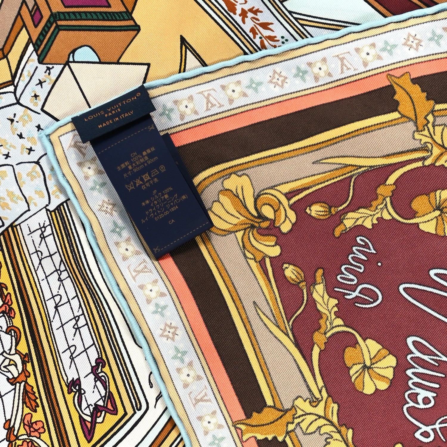 Louis Vuitton Silk Maison De Familie Square Scarf 90 Tan 3 of 3