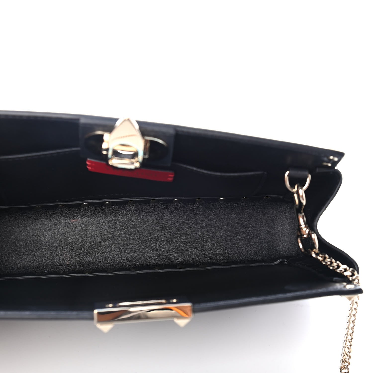 Valentino Garavani Vitello Rockstud Chain Clutch Black 4 of 5