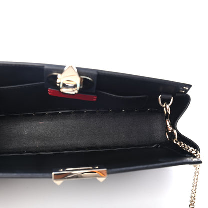 Valentino Garavani Vitello Rockstud Chain Clutch Black 4 of 5