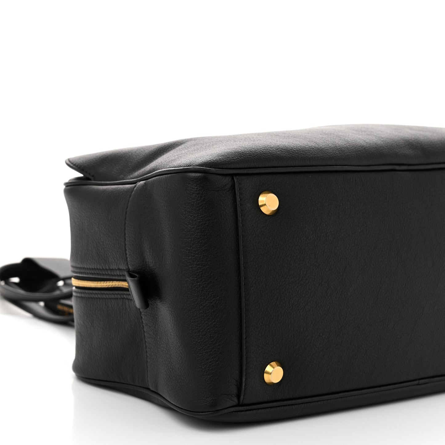 Grained Calfskin Medium Carrie Bowling Bag Black