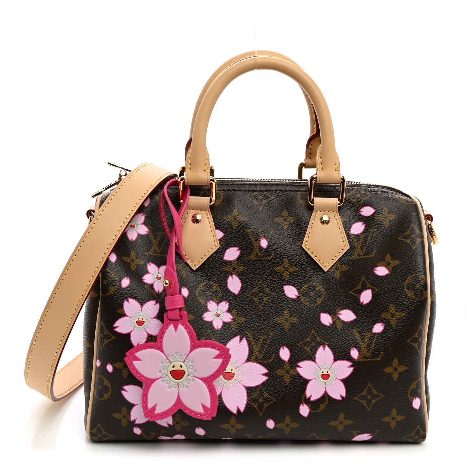 Louis Vuitton LV X TM Monogram Cherry Blossom Speedy Bandouliere 25 Sakura Brown 1 of 9