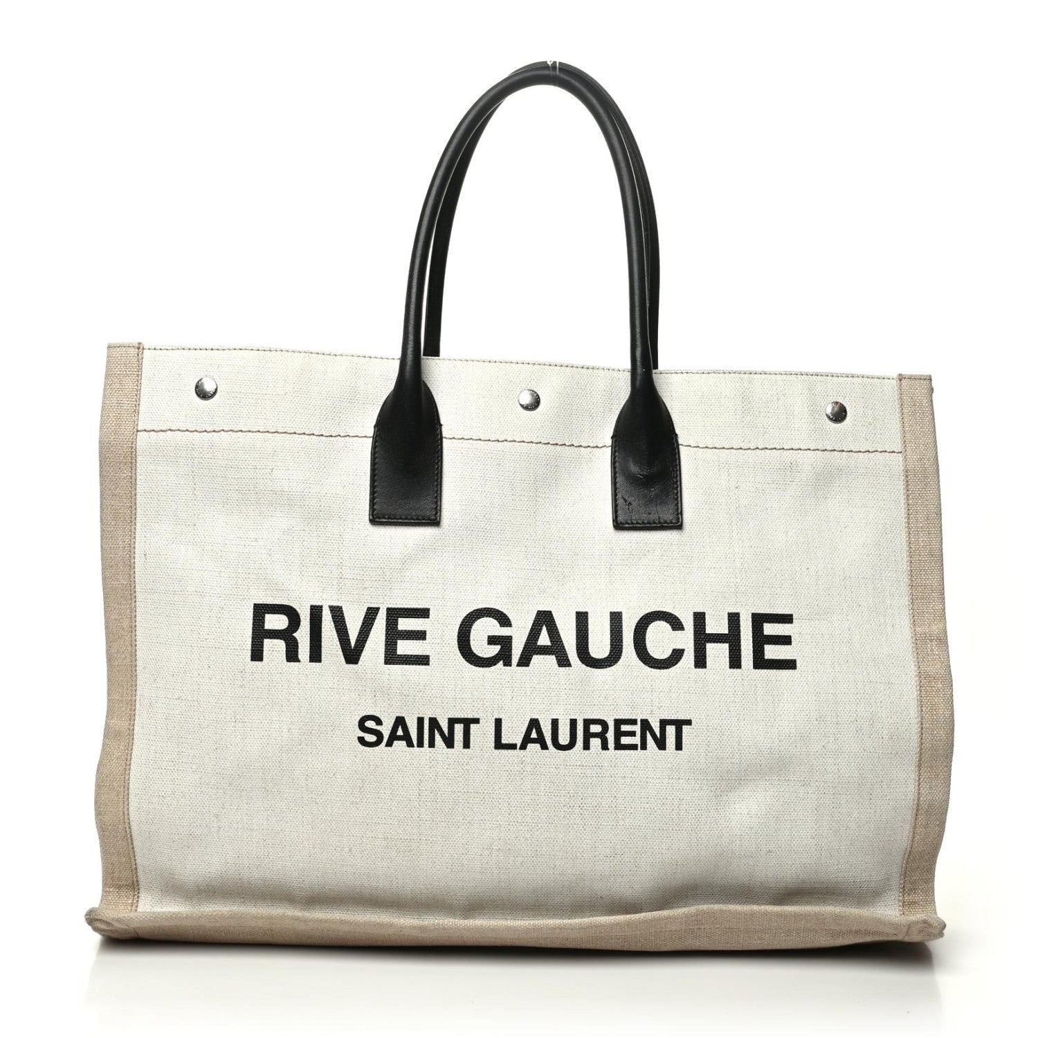 Saint Laurent Linen Calfskin Rive Gauche Tote Optic White 1 of 9
