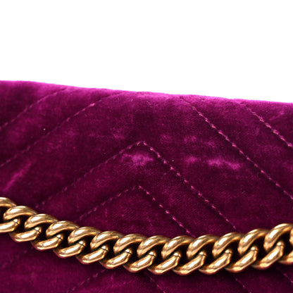 Gucci Velvet Matelasse Medium GG Marmont Shoulder Bag Fuchsia Violet Cyclamen 19 of 25