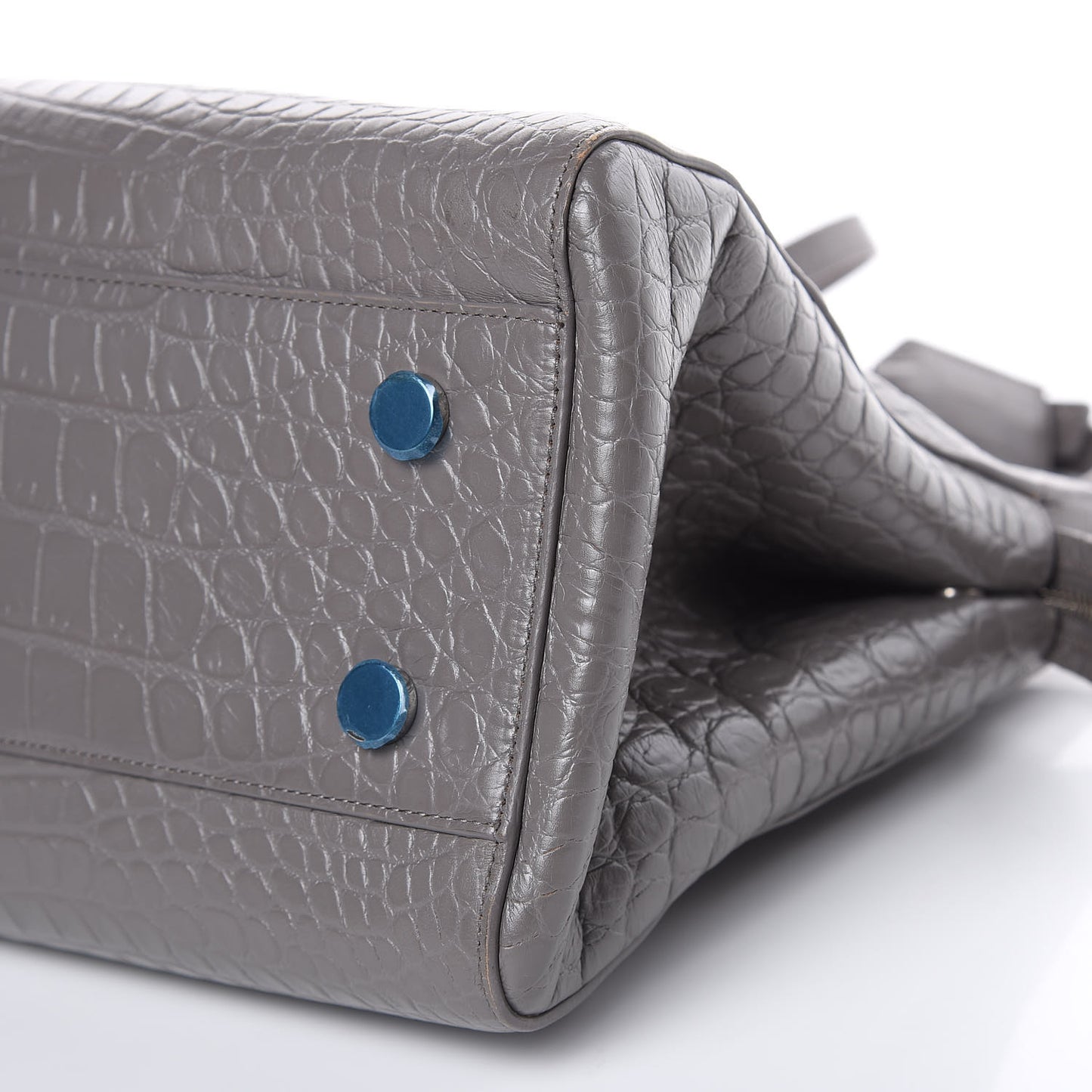 Calfskin Crocodile Embossed Medium Cabas Rive Gauche Fog