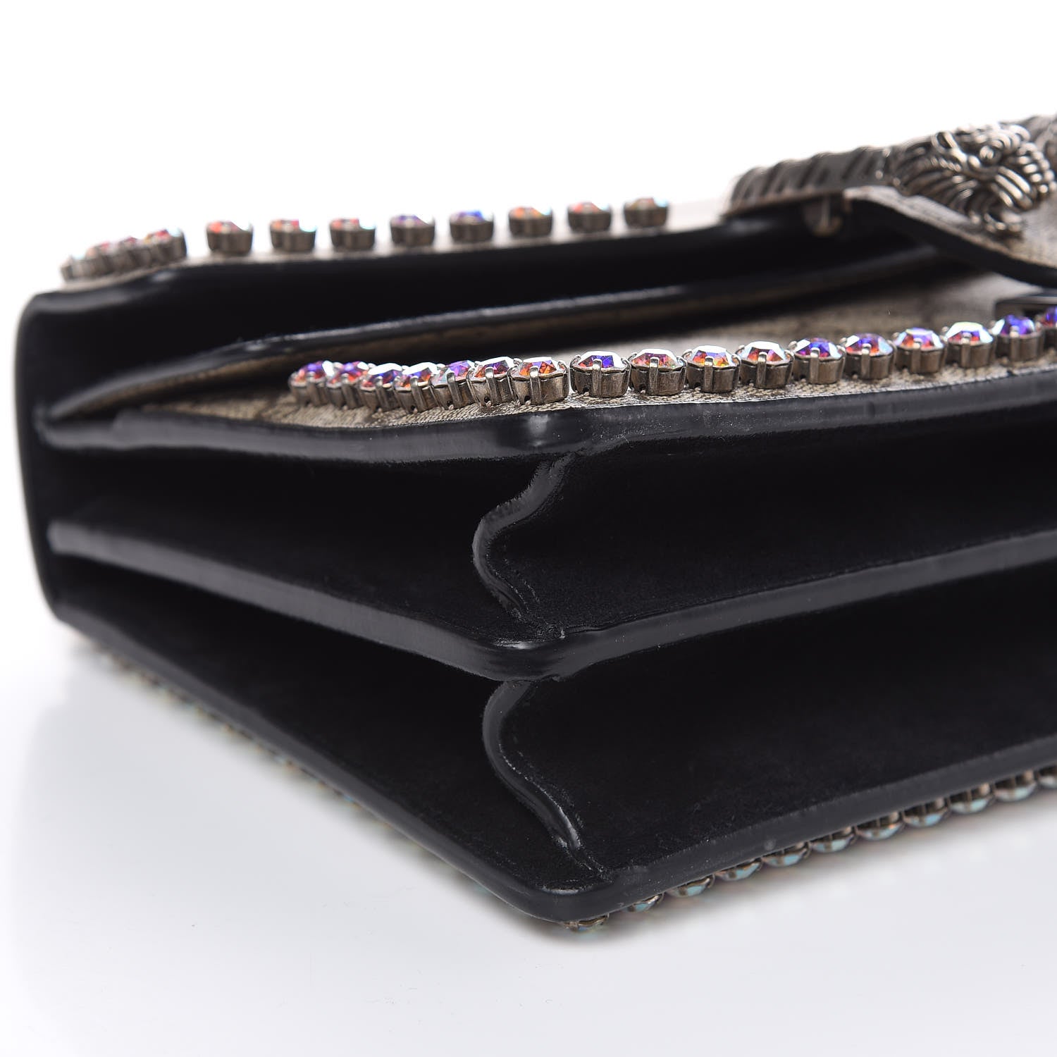 Gucci GG Supreme Monogram Crystal Small Dionysus Shoulder Bag Black 10 of 12