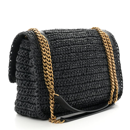 Saint Laurent Raffia Calfskin Monogram Medium Niki Chain Satchel Black 3 of 11