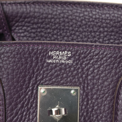 Hermes Taurillon Clemence Birkin 30 Raisin 5 of 9