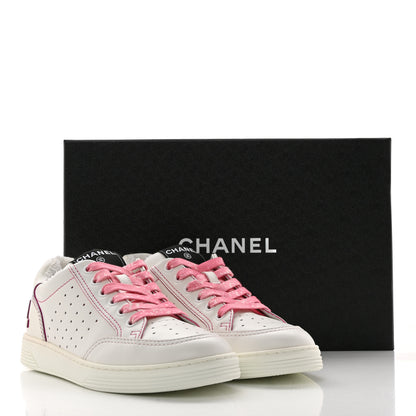 Chanel Calfskin Womens Logo Sneakers 38 White Pink 11 of 11
