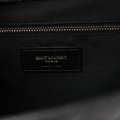 Saint Laurent Grain De Poudre Textured Mixed Matelasse Large Triquilt Monogram Satchel Black 6 of 12