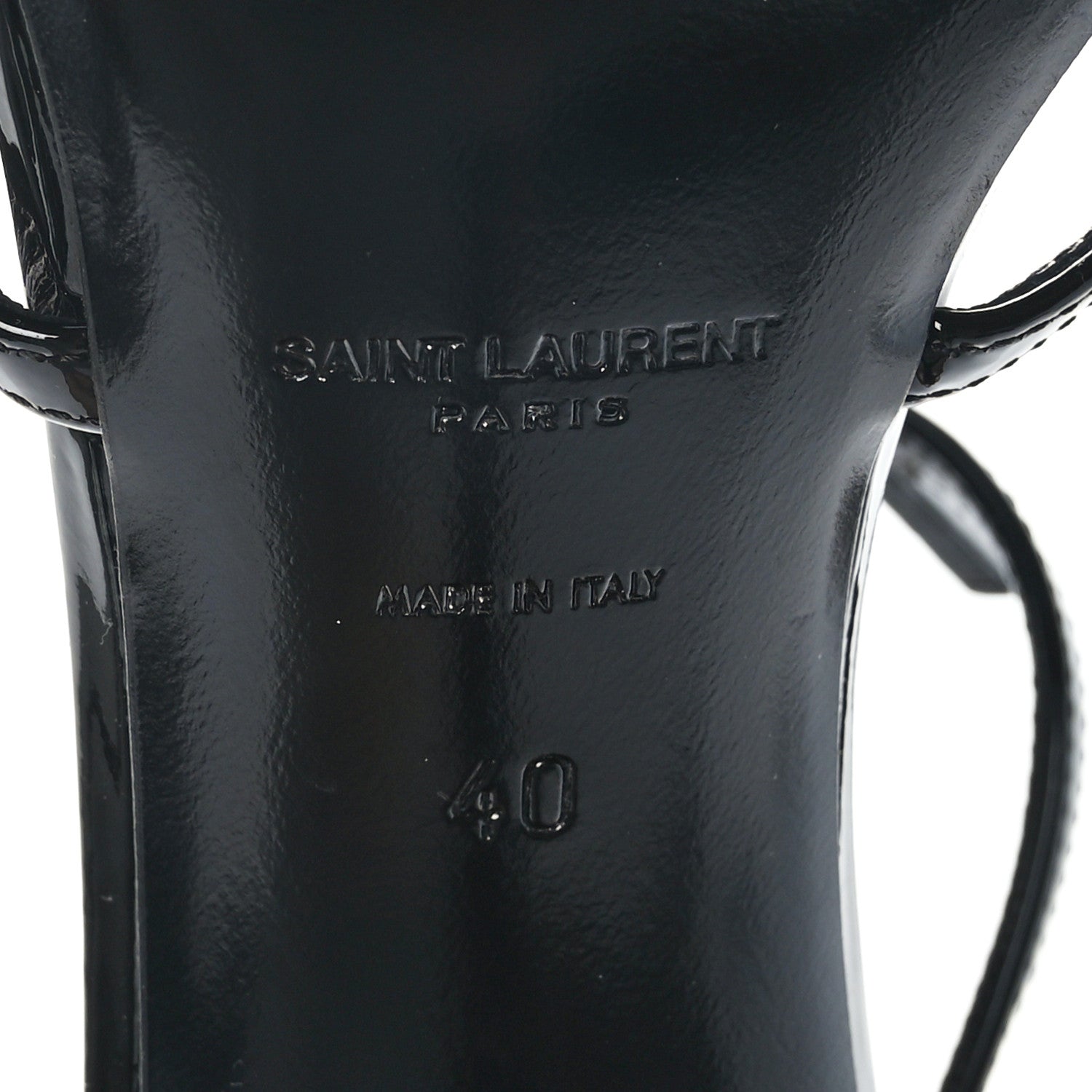 Saint Laurent Patent Cassandra 110 Ankle Strap Sandals 40 Black 6 of 7