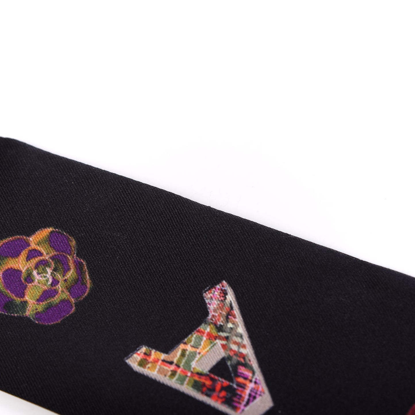 Silk Bandeau Scarf Black Multicolor